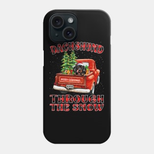 Christmas Dachshund Through The Snow Dog Santa Truck Tree Phone Case