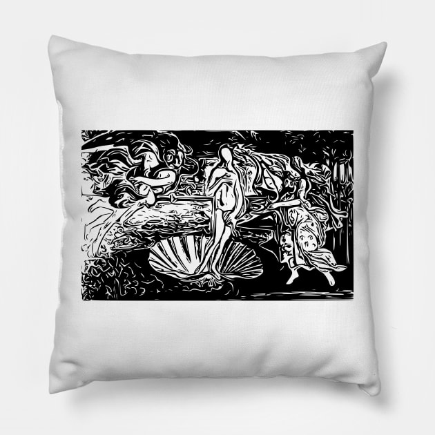 Sandro Botticelli | The Birth of Venus | Line art Pillow by Classical