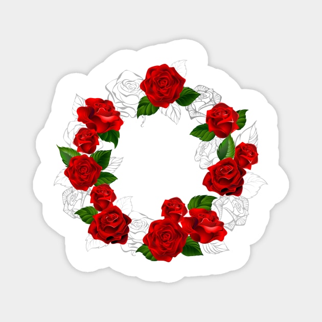 Circle of Red Roses Magnet by Blackmoon9