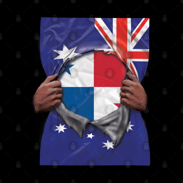 Panama Flag Australian Flag Ripped - Gift for Panamanian From Panama by Country Flags