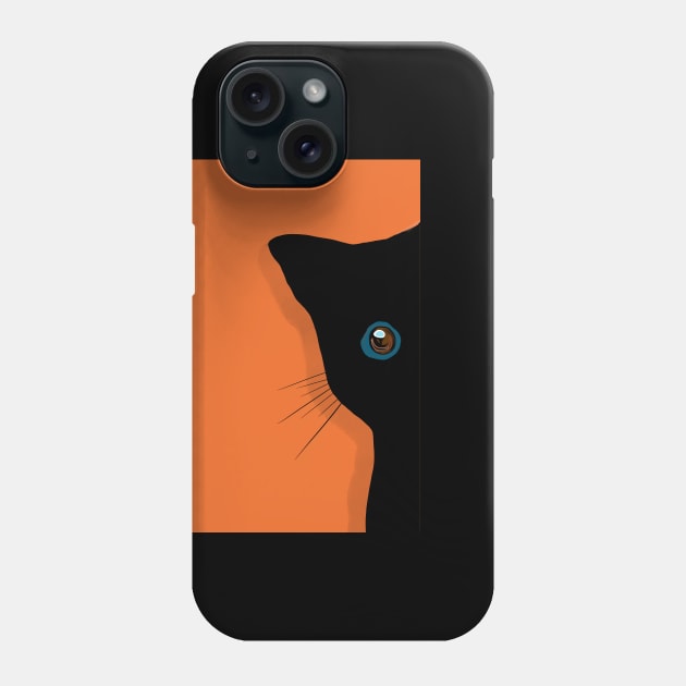 Shy Black Cat Phone Case by thecolddots