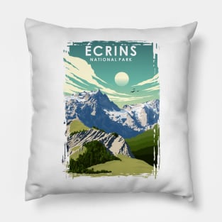Ecrins National Park France Travel Poster Pillow