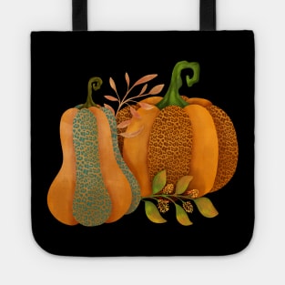 Leopard pumpkin fall design Tote