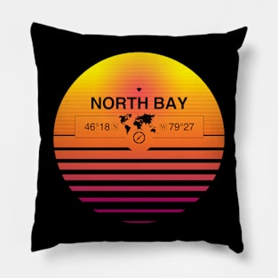 North Bay, Ontario Retro Sunset Pillow