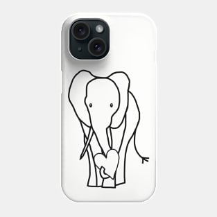 Big Animals Elephant with Heart Outline for Valentines Day Graphic Phone Case