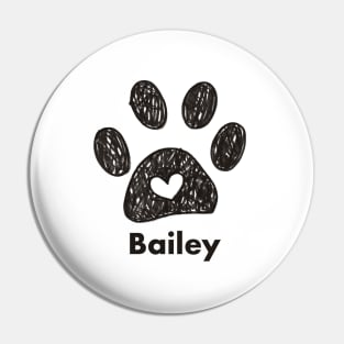 Bailey name made of hand drawn paw prints Pin