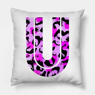 Letter U Watercolour Leopard Print Alphabet Pillow