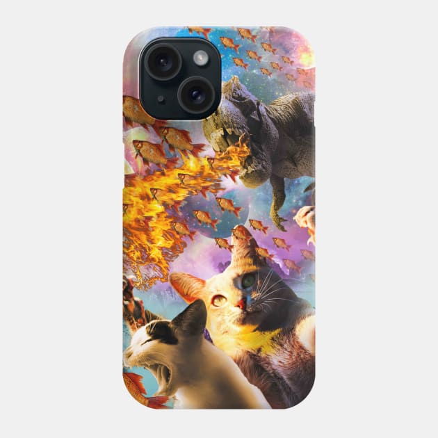 Fire Breathing Dinosaur, Cat In Space Phone Case by Random Galaxy