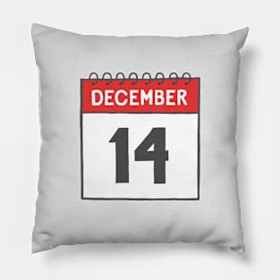 December 14th Daily Calendar Page Illustration Pillow