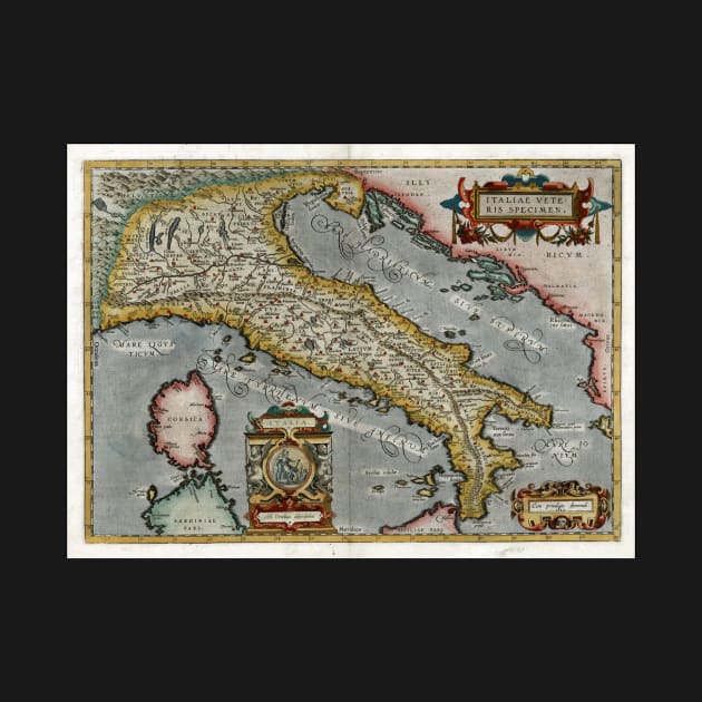 Vintage Map of Italy (1584) by Bravuramedia