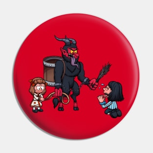 Krampus Punishing Kids Pin