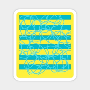 Yellow blue abstract stripes Magnet