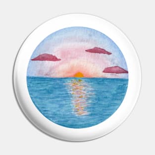 Watercolor Ocean Sunset Pin