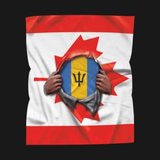 Barbados Flag Canadian Flag Ripped - Gift for Barbadian From Barbados T-Shirt