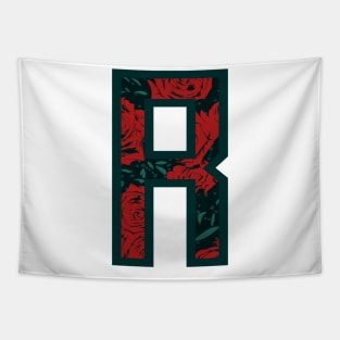 Modern Rose Floral Initial Name Alphabet - LetterR Tapestry