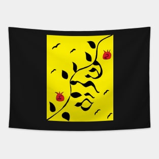 Shalom on The Vine in Black and Yellow Tapestry