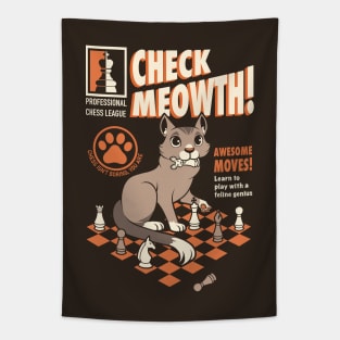 Check-Meowth Cat Chess Tapestry