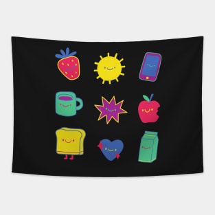 Cute Funky Pack Smiling Faces Tapestry