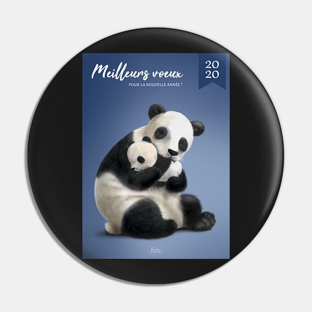 Greeting card Panda and her baby Pin by AudreyJanvier