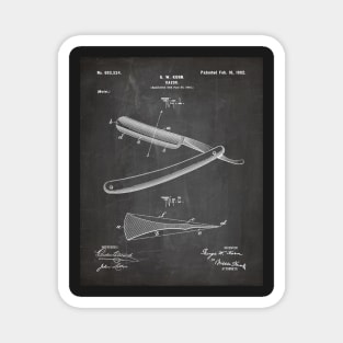 Straight Razor Patent - Stylist Barber Bathroom Décor Art - Black Chalkboard Magnet