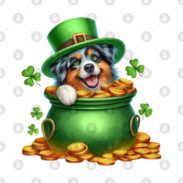 St Patricks Day Australian Shepherd Dog by Chromatic Fusion Studio