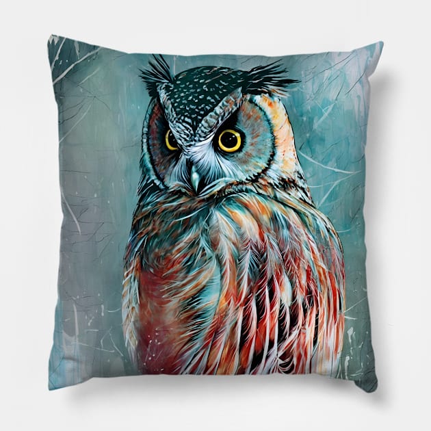 Great Horned Owl Digital Painting Pillow by karma-stuff