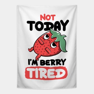 Berry Tired Funny Strawberry White by Tobe Fonseca Tapestry