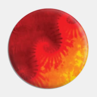 Triple Spiral Yellow Deep Orange Red Burgundy Tie Dye Pin