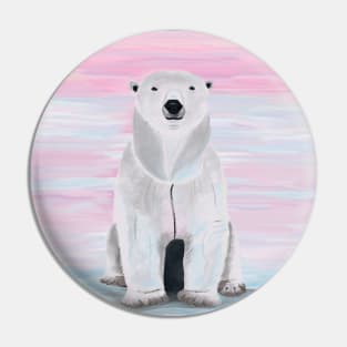 Polar bear in pink sky Pin