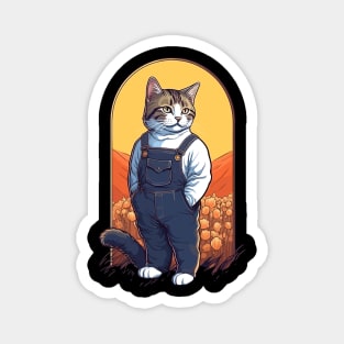 Funny Cat Farmer Meme Cowgirl Cowboy Country Magnet