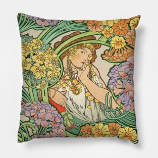 Mucha Lady (on cream) Pillow