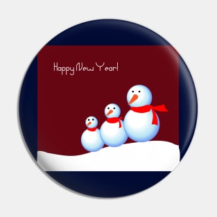 Happy New Year snowmans Pin