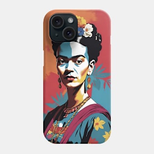 Frida's Chromatic Aura: Colorful Portrait Phone Case