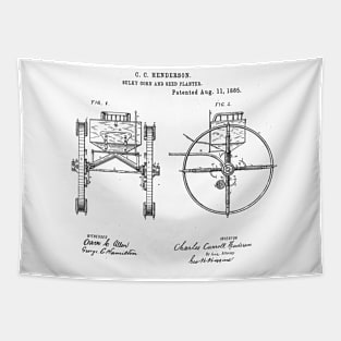 Sulky Corn and Seed Planter Vintage Patent Hand Drawing Tapestry