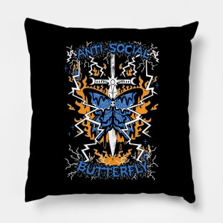 Anti-Social Butterfly (blue) Pillow