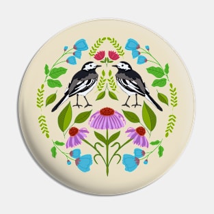 Wagtail Folk Illustration Pin