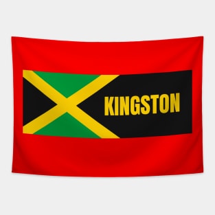 Kingston City in Jamaican Flag Tapestry