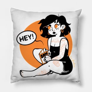 Girl reading scifi Pillow