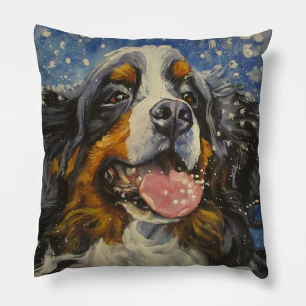 Bernese Mountain Dog Fine Art Painting Pillow by LASHEPARD