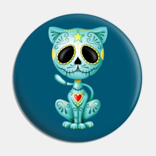 Blue Zombie Sugar Kitten Cat Pin