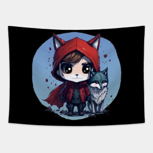 red werewolf watercolor illustration Tapestry