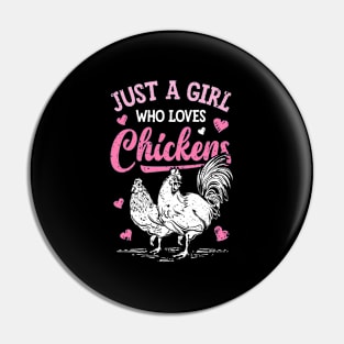 Chicken Just A Who Loves Chickens Flowers Farm Pin