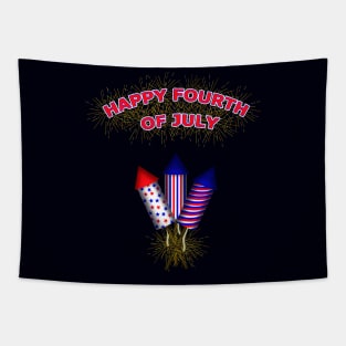 Happy Fourth Of July Fire Works Tapestry