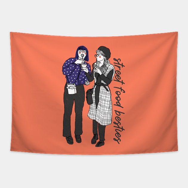 Street Food Besties Tapestry by Hello Earthling