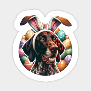 German Shorthaired Pointer Celebrates Easter with Bunny Ears Magnet