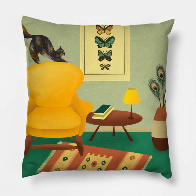 House cat Pillow by Salty Siren Studios