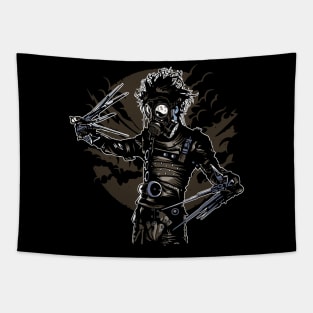 Gas Mask Scissor Hands Tapestry