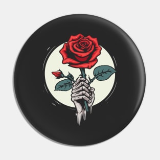 Skeleton Hand Rose Pin