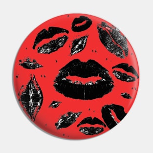 Kisses All Over (Black & Red) Pin