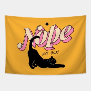 Monday Nope Black Cat in yellow Tapestry